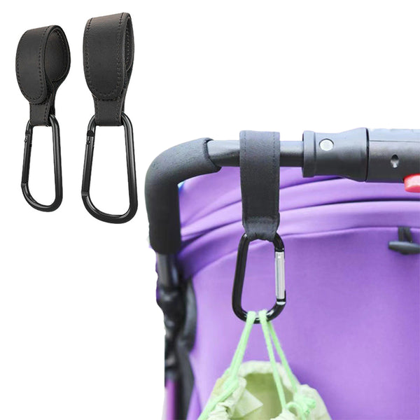 2Pcs Pram Hook Baby Kids Stroller Hooks Adjustable Shopping Bag Clip Carrier Pushchair Hanger-Black