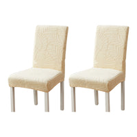 2Pcs Stretch Dining Chair Cover Seat Covers Washable Banquet Wedding Party Jacquard Chair Cover-Beige