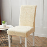 2Pcs Stretch Dining Chair Cover Seat Covers Washable Banquet Wedding Party Jacquard Chair Cover-Beige