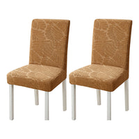 2Pcs Stretch Dining Chair Cover Seat Covers Washable Banquet Wedding Party Jacquard Chair Cover-Light Coffee