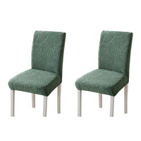 2Pcs Stretch Dining Chair Cover Seat Covers Washable Banquet Wedding Party Jacquard Chair Cover-Green