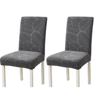 2Pcs Stretch Dining Chair Cover Seat Covers Washable Banquet Wedding Party Jacquard Chair Cover-Grey