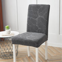 2Pcs Stretch Dining Chair Cover Seat Covers Washable Banquet Wedding Party Jacquard Chair Cover-Grey