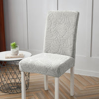 2Pcs Stretch Dining Chair Cover Seat Covers Washable Banquet Wedding Party Jacquard Chair Cover-Silver Grey