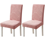 2Pcs Stretch Dining Chair Cover Seat Covers Washable Banquet Wedding Party Jacquard Chair Cover-Pink