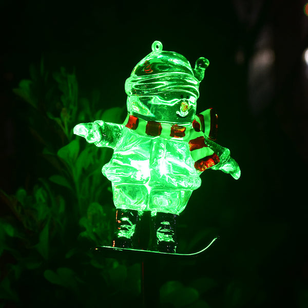 Solar Christmas Snowman Light Patio Walkway Lamp Outdoor Garden Decor with RGB Color Changing-Style 1