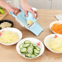 5 in 1 Multifunctional Kitchen Vegetables Chopper Mandoline Slicer Vegetable Grater Cutter Fruit Peeler-Blue