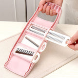 5 in 1 Multifunctional Kitchen Vegetables Chopper Mandoline Slicer Vegetable Grater Cutter Fruit Peeler-Pink