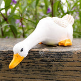 Simulation White Duck Garden Statue Resin Statue Landscape Decoration Yard Ornament-Drinking Style