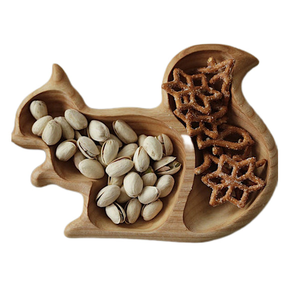 Wooden Serving Tray Snacks Food Trays Fruit Platters for Kitchen Counter Party Decor-Squirrel Style