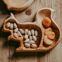 Wooden Serving Tray Snacks Food Trays Fruit Platters for Kitchen Counter Party Decor-Squirrel Style