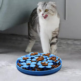 Pet Cat Slow Feeder Food Mat Treat Lick Mat Feeding Mat Enrichment Toys with Suction Cup-Blue