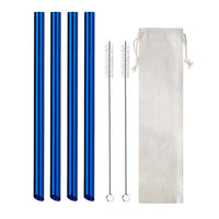 Set of 7Pcs BOBA Bubble Tea Straws Stainless Steel Wide Caliber Straws Reusable Straws Blue