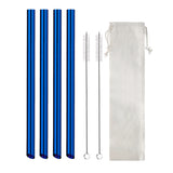 Set of 7Pcs BOBA Bubble Tea Straws Stainless Steel Wide Caliber Straws Reusable Straws Blue