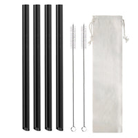 Set of 7Pcs BOBA Bubble Tea Straws Stainless Steel Wide Caliber Straws Reusable Straws Black