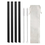 Set of 7Pcs BOBA Bubble Tea Straws Stainless Steel Wide Caliber Straws Reusable Straws Black