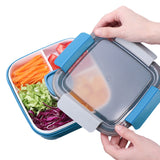 2 Layer Salad Lunch Container with A Sauce Container and A Reusable Fork Blue