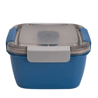 2 Layer Salad Lunch Container with A Sauce Container and A Reusable Fork Blue