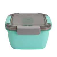 2 Layer Salad Lunch Container with A Sauce Container and A Reusable Fork Green