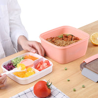 2 Layer Salad Lunch Container with A Sauce Container and A Reusable Fork Pink