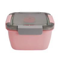 2 Layer Salad Lunch Container with A Sauce Container and A Reusable Fork Pink