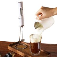 Electric Milk Frother Handheld Mini Drink Mixer White