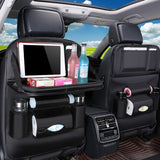 PU Leather Car Backseat Storage Organizer with Foldable Dining Table Tray