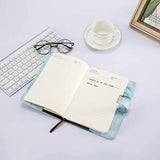 FancyGrab PU Leather Marble Diary with Combination Lock Secret Journal Notebooks for Girls Women Blue