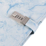 FancyGrab PU Leather Marble Diary with Combination Lock Secret Journal Notebooks for Girls Women Blue