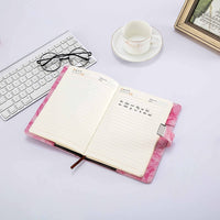 FancyGrab PU Leather Marble Diary with Combination Lock Secret Journal Notebooks for Girls Women Pink