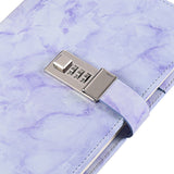 FancyGrab PU Leather Marble Diary with Combination Lock Secret Journal Notebooks for Girls Women Purple