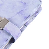 FancyGrab PU Leather Marble Diary with Combination Lock Secret Journal Notebooks for Girls Women Purple