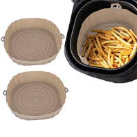 FancyGrab 2Pcs Air Fryer Silicone Pot Air Fryer Liners Microwave Oven Baking Accessories Brown