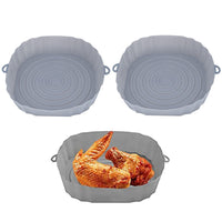 FancyGrab 2Pcs Air Fryer Silicone Pot Air Fryer Liners Microwave Oven Baking Accessories Grey