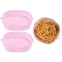 FancyGrab 2Pcs Air Fryer Silicone Pot Air Fryer Liners Microwave Oven Baking Accessories Pink