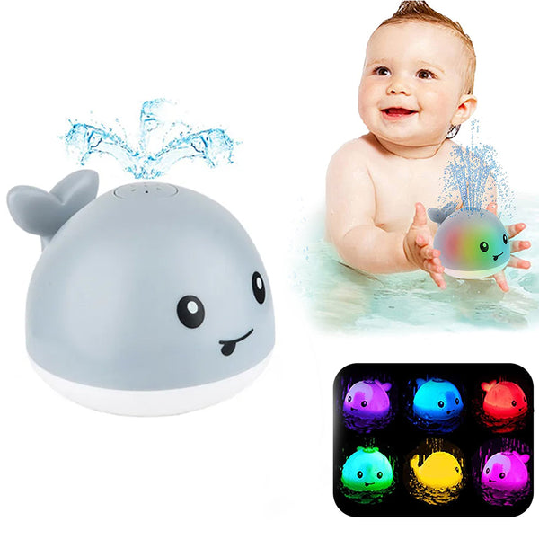 FancyGrab Baby Bath Toys for Kids Light Up Whale Bath Toys Sprinkler Bathtub Toys Grey