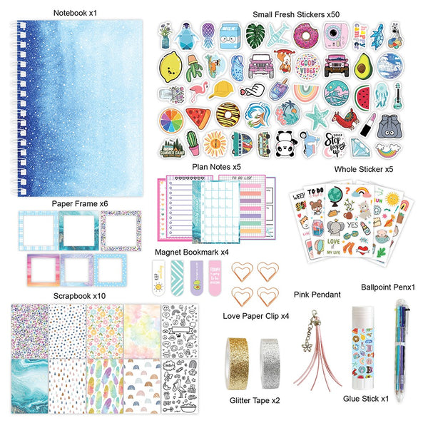 FancyGrab DIY Journal Kit with Scrapbooking Supplies Stickers Style 1