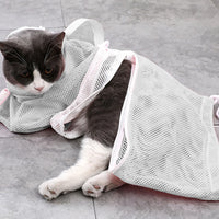 FancyGrab Pet Cat Bathing Bag Mesh Cloth Cat Grooming Bag Cat Washing Bags Pet Supplies Grey