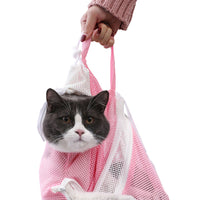 FancyGrab Pet Cat Bathing Bag Mesh Cloth Cat Grooming Bag Cat Washing Bags Pet Supplies Pink