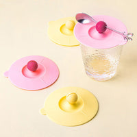 4Pcs Anti-dust Silicone Cup Lid Mug Cup Cover with Spoon Holder