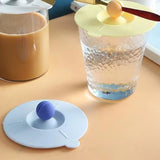 4Pcs Anti-dust Silicone Cup Lid Mug Cup Cover with Spoon Holder