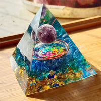 Orgonite Pyramid Resin Desktop Ornament Lucky Home Decor Green