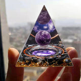 Orgonite Pyramid Resin Desktop Ornament Lucky Home Decor Black