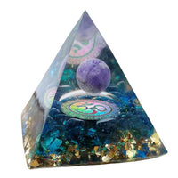 Orgonite Pyramid Resin Desktop Ornament Lucky Home Decor Blue