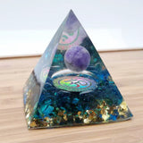 Orgonite Pyramid Resin Desktop Ornament Lucky Home Decor Blue