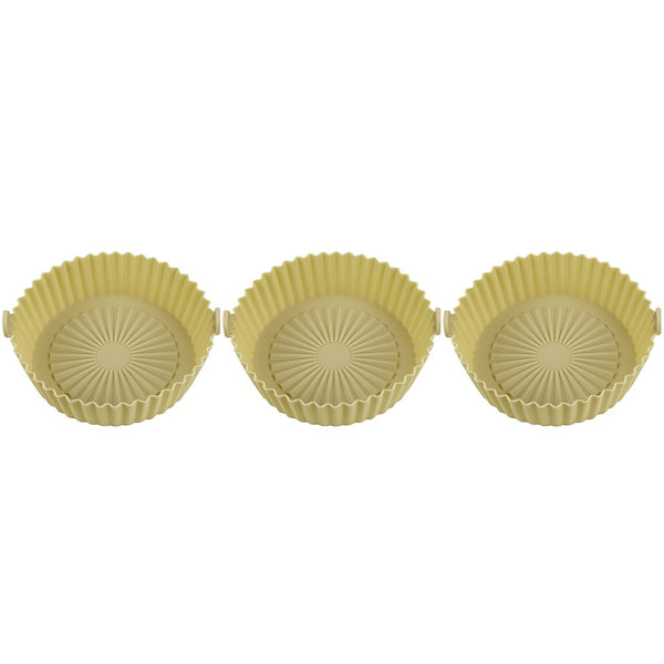 3Pcs Reusable Air Fryer Silicone Pots-Yellow