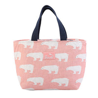 Cotton Linen Lunch Insulated Bag Pink