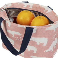 Cotton Linen Lunch Insulated Bag Pink