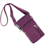 Nylon Multi-Pocket Phone Crossbody Bag Purple