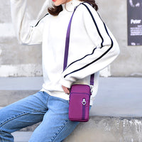 Nylon Multi-Pocket Phone Crossbody Bag Purple